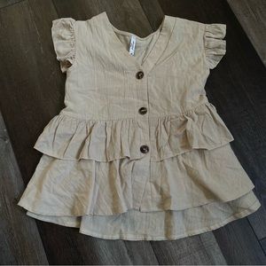 Ruffle Boutique Tank in Beige